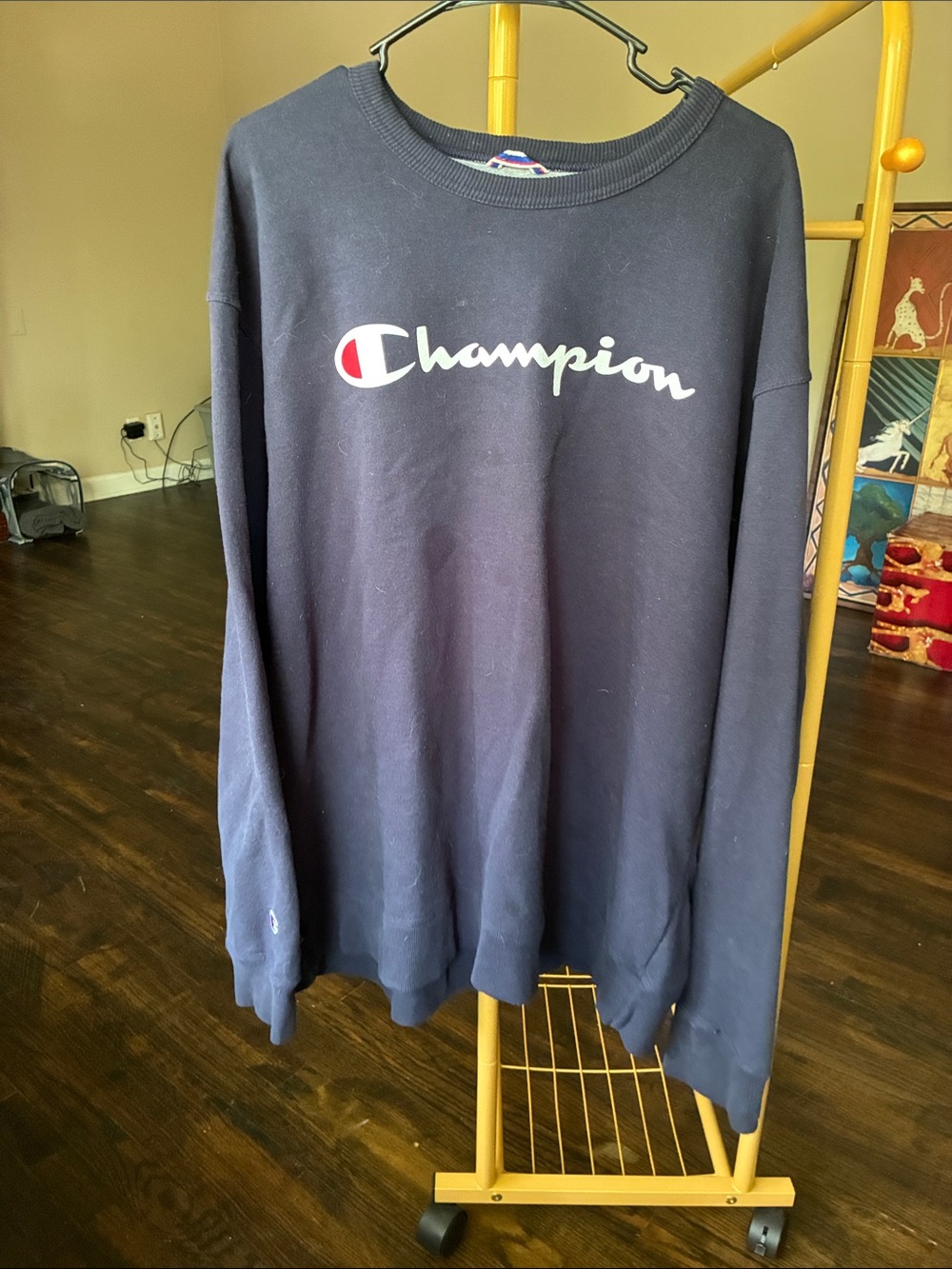 Champion Navy Blue Logo Crew Sweatshirt